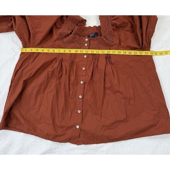 Gap Women’s Peasant Bohemian Top Country Cottage Core Brown XXL Puff Sleeves - Picture 6 of 7